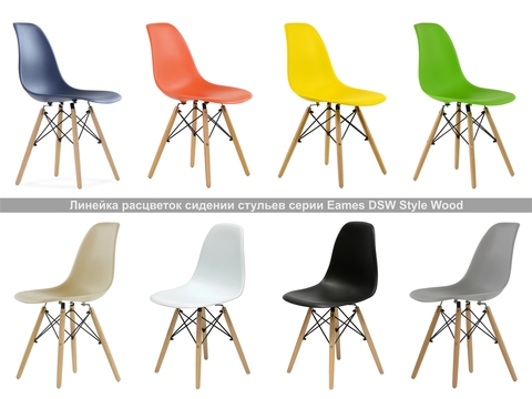 Интерьерный дизайнерский кухонный стул Eames DSW Style Wood, оранжевый