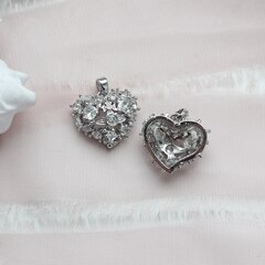 Подвеска Сердце с фианитами, 20*18 мм, родий, П138