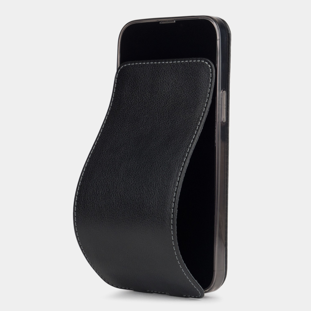 Чехол для iPhone 13 Pro Max из натуральной кожи теленка, черного цвета
