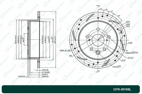 Диск тормозной перфорированный G-brake GFR-01749L левый