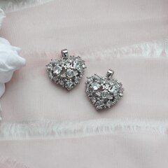 Подвеска Сердце с фианитами, 20*18 мм, родий, П138