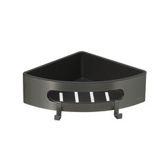 Lemark 9776048 Полка для душа угловая Lemark SHELF LINE из нерж. стали с крючками, графит/вставка-пластик графит фото