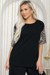 Блуза Богема (черная/лео) Б12203-41 LT Collection