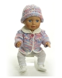 Вязаный жакет и шапочка меланж - На кукле. Одежда для кукол, пупсов и мягких игрушек.