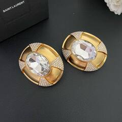 27062- КРУПНЫЕ СЕРЬГИ клипсы овальные из латуни YSL