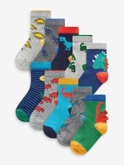 Носки хлопковые для мальчика Next 688-483, 10 шт., Серый, Синий, Зеленый