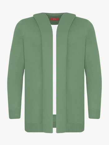 Кардиган с капюшоном из мягкой шерсти