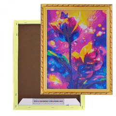 
          Алмазная мозаика Alingar, на подрамнике, с полным заполнением, (глянц) дизайн рамка, 30х40 см, 20 цветов, "Неоновые цветы"