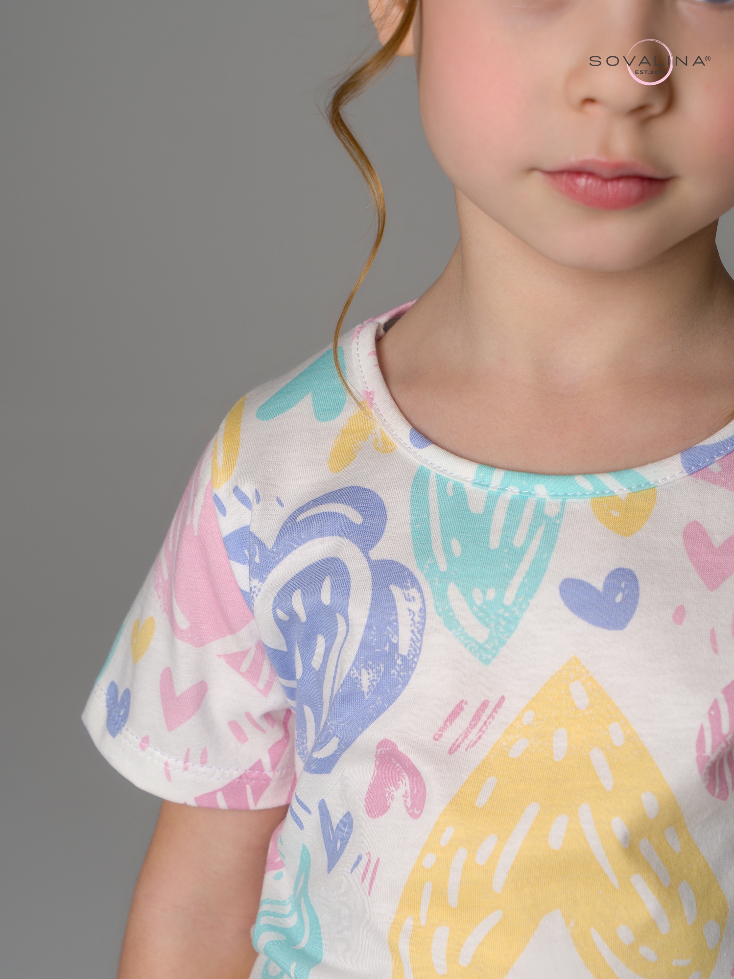 Костюм Лето акварельные сердечки-мята