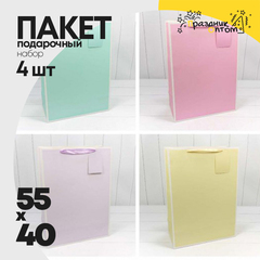
          Пакет подарочный 40х55х20см Премиум однотонный в рамке (Микс)