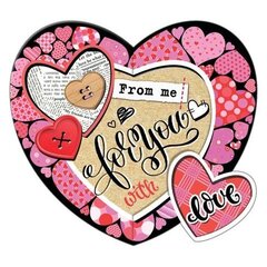 
          Открытка - мини двойная, с термографией, "For you with love", 86х167 мм, с текстом, форма-сердце