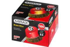 MIRAX 100 мм, витая стальная латунированная проволока 0.3 мм, чашечная щетка-крацовка для УШМ (35142-100)