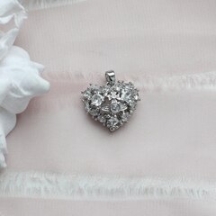 Подвеска Сердце с фианитами, 20*18 мм, родий, П138