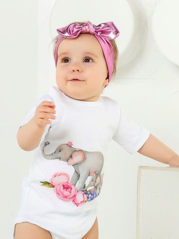 Боди с коротким рукавом "Слоники в цветах"