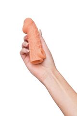 Телесная закрытая насадка с венками Cock Sleeve Size S - 13,8 см. - 