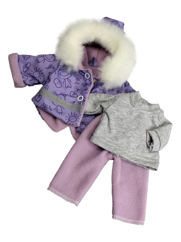 Куртка, футболка и рейтузы - Сиреневый. Одежда для кукол, пупсов и мягких игрушек.