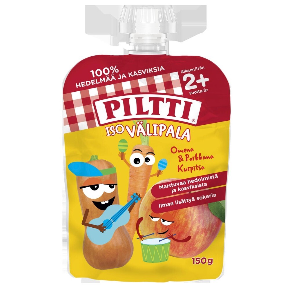 Детское пюре Piltti 150G Iso Valipala Omena-Porkkana-Kurpitsa 2+V  Annospussi – купить за 250 ₽ с доставкой из Финляндии