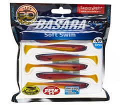 Виброхвост LUCKY JOHN Basara Soft Swim 3D, 3.5in (89 мм), цвет PG06, 6 шт.