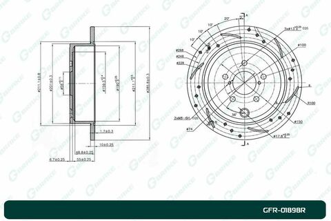 Диск тормозной перфорированный G-brake GFR-01898R правый