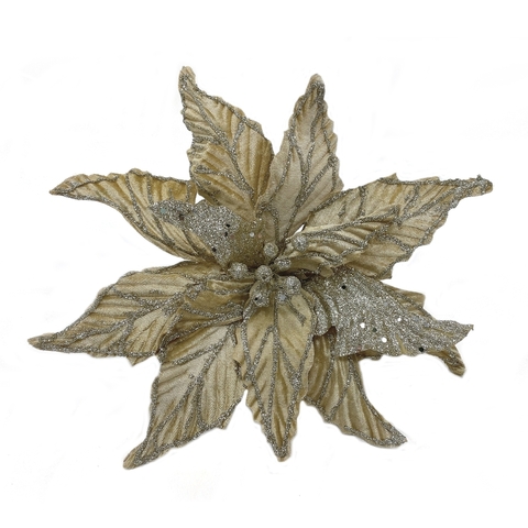 Пуансеттия на клипсе 30см House of seasons шампань