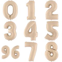 Фольгированные цифры 102 см с гелием (сатин-крем)