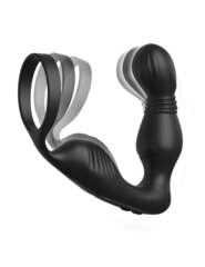 Черный вибростимулятор простаты с эрекционным кольцом Ass-Gasm Pro P-Spot Milker - 