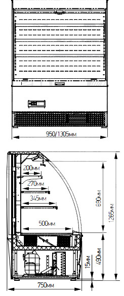 Витрина кондитерская Марихолодмаш Veneto VSo-0,95GK (крашенная)