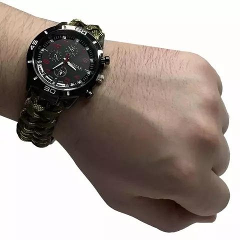 Часы тактические с браслетом выживания (woodland)