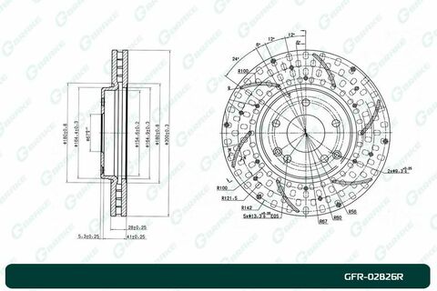 Диск тормозной перфорированный вентилируемый G-brake GFR-02826R правый