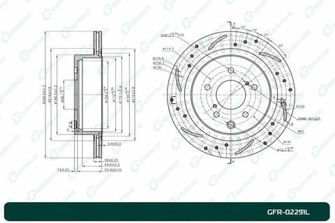 Диск тормозной перфорированный вентилируемый G-brake GFR-02291L левый