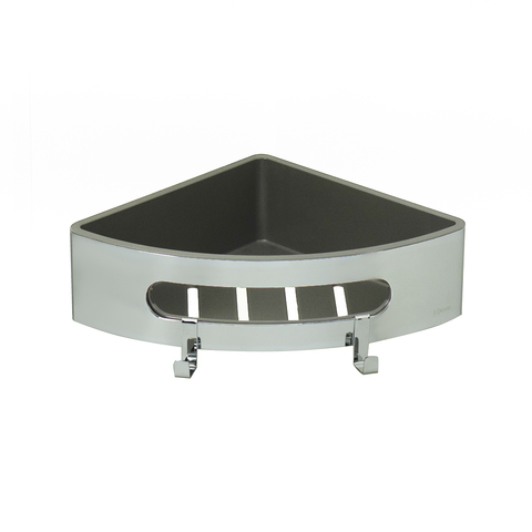 Lemark 9771046 Полка для душа угловая Lemark SHELF LINE из нерж. стали с крючками, хром/вставка-пластик графит