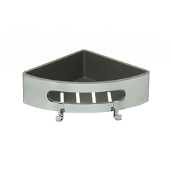 Lemark 9771046 Полка для душа угловая Lemark SHELF LINE из нерж. стали с крючками, хром/вставка-пластик графит фото