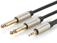 Кабель UGREEN AV126 (10618) 3.5mm TRS to Dual 6.35mm TS Audio Cable, 3м, серый