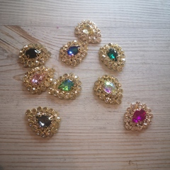 Стразы на цапах пришивные. Кабошон капля. Фуксия