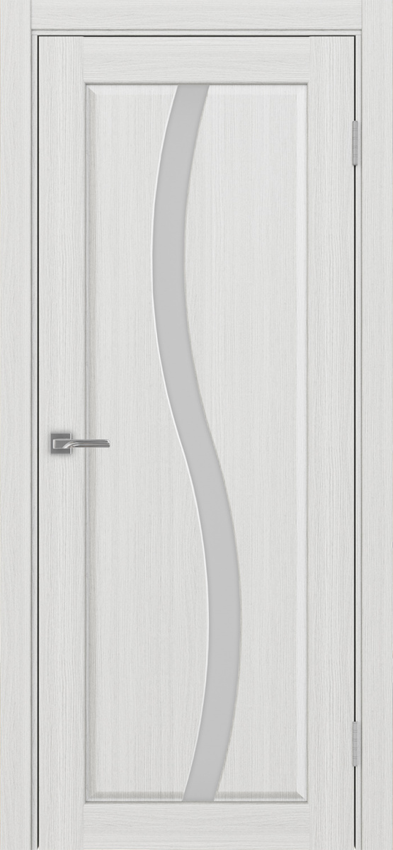 Дверь межкомнатная Оптима Порте Сицилия 731.121, цвет серебристый ясень, экошпон, стекло мателюкс