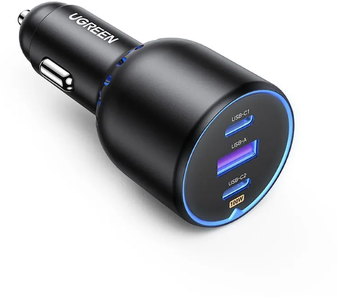 Автозарядка UGREEN EC705 35025 2*USB-C PD+USB-A 130W Fast Car Charger, Gray