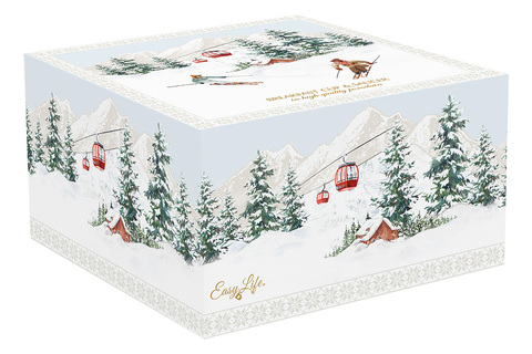 Чайная пара 400мл Easy Life Лыжники в горах Chalet белая