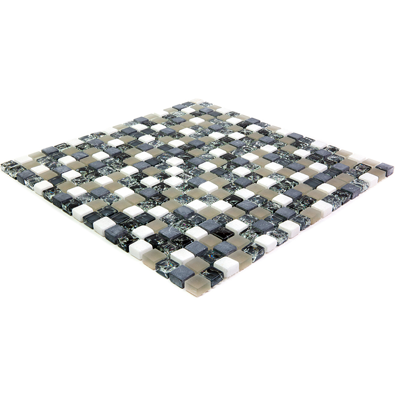 PST-022 Мозаика из стекло мрамор Natural Pastel серый черный темный квадрат
