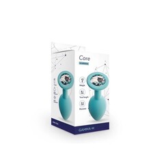 Анальная пробка с кристаллом Gamma, цвет Аквамарин + белый кристалл (CORE) (S)