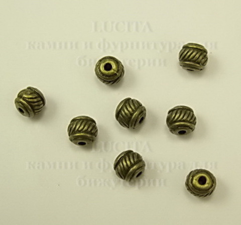 Бусина металлическая - спейсер (цвет - античная бронза ) 6х5 мм, 10 штук ()