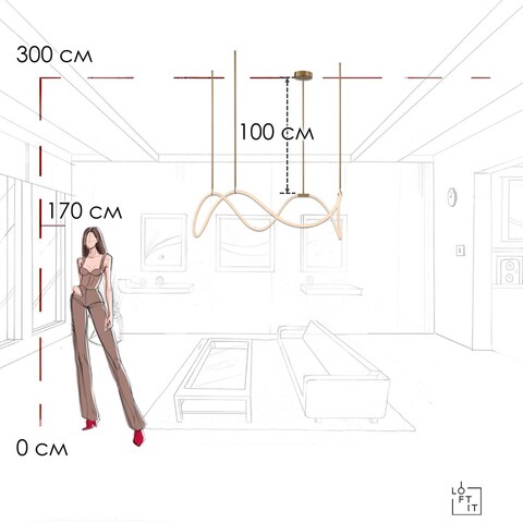 Подвесной светодиодный светильник Loft It Thread 10388P/C BRASS