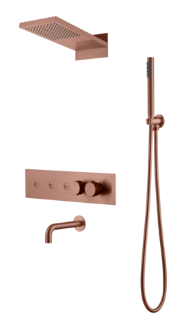 Boheme 131-2-CB Встроенная душевая система FUSION с термостатом, трехпозиционная Copper Brushed с изливом