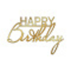 Топпер "Happy birthday" №15 12*8см, золото, материал акрил