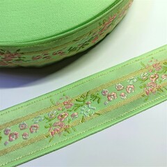 Тесьма жаккард, ш. 3,5 см, зелёный