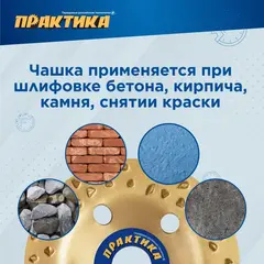 Чашка твёрдосплавная ПРАКТИКА 125 х 22 мм плоская, зерно # 8 крупное (795-354)