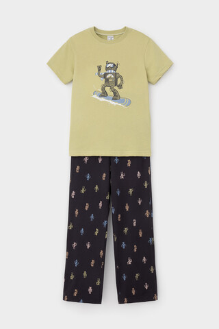 пижама  для мальчика  К 1599/лаймовый крем,цветные роботы