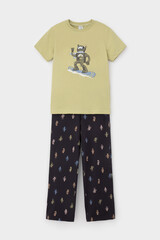 пижама  для мальчика  К 1599/лаймовый крем,цветные роботы