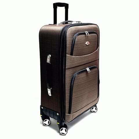 Чемодан Hossoni тканевый средний Коричневый (Кофе) 65|42|23+3|см (4 колеса съемные) Цена указана на САМОВЫВОЗ!!!
