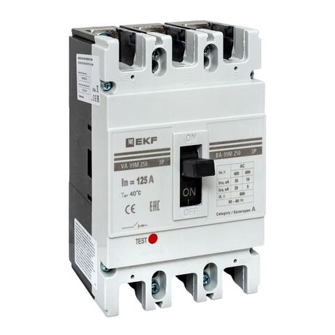 Выключатель автоматический в литом корпусе ВА-99М 250/125А 3P 10In 35кА с термомагнитным расцепителем EKF