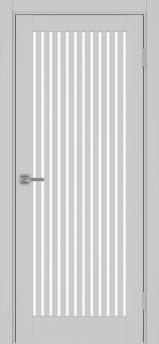 Дверь межкомнатная Оптима Порте Турин 543.2, цвет пепельный, экошпон, стекло лакобель белое